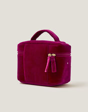 Initial Velvet Make Up Bag, Red (BURGUNDY), large