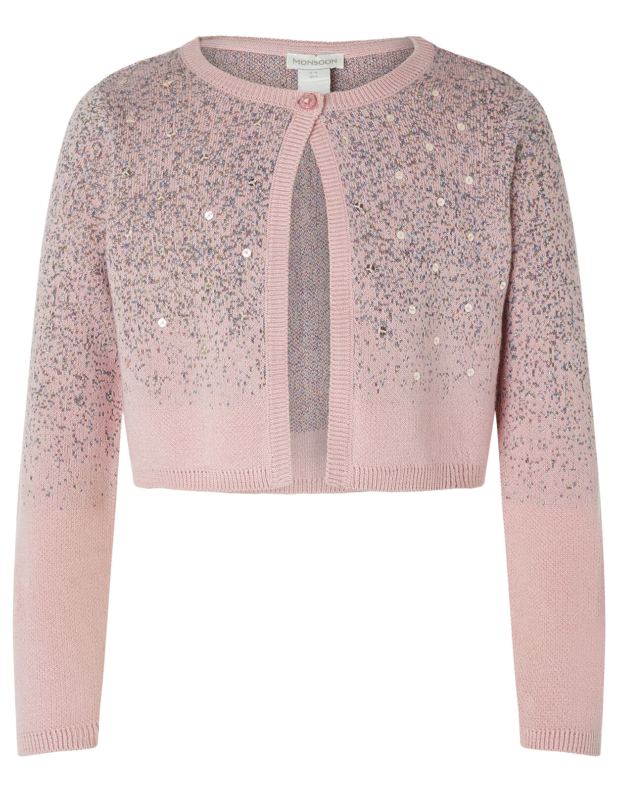 Sequin Knit Bolero in Organic Cotton Pink Girls Cardigans Monsoon UK