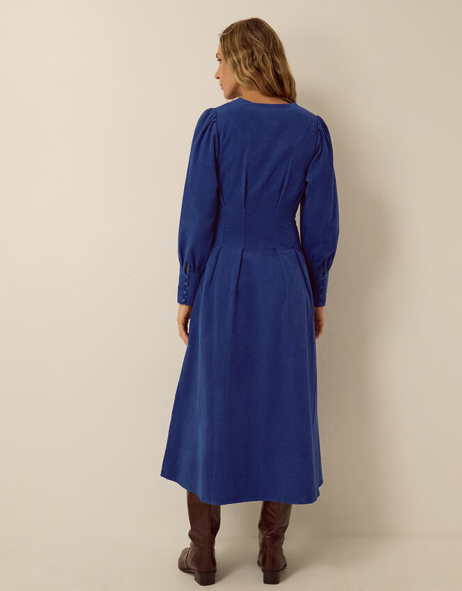 Morgan Long Sleeve Corduroy Midi Dress, Blue (COBALT), large