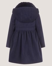 Faux Fur Collar Frill Coat, Blue (NAVY), large