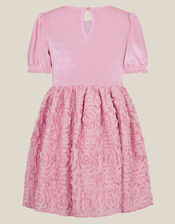 Velvet Floral Appliqu&eacute; Party Dress, Pink (PINK), large