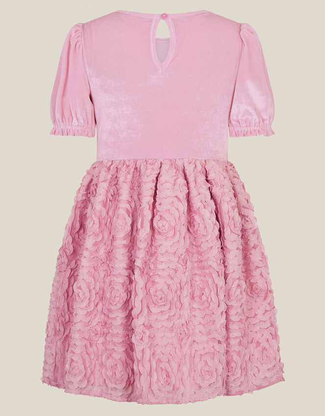 Velvet Floral Appliqu&eacute; Party Dress, Pink (PINK), large