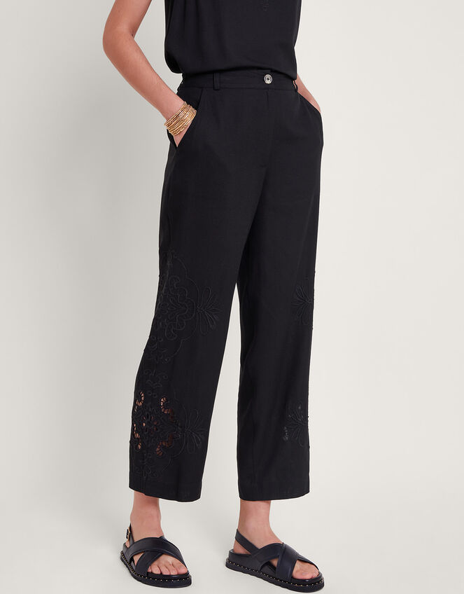 Cara Cutwork Trousers, Black (BLACK), large