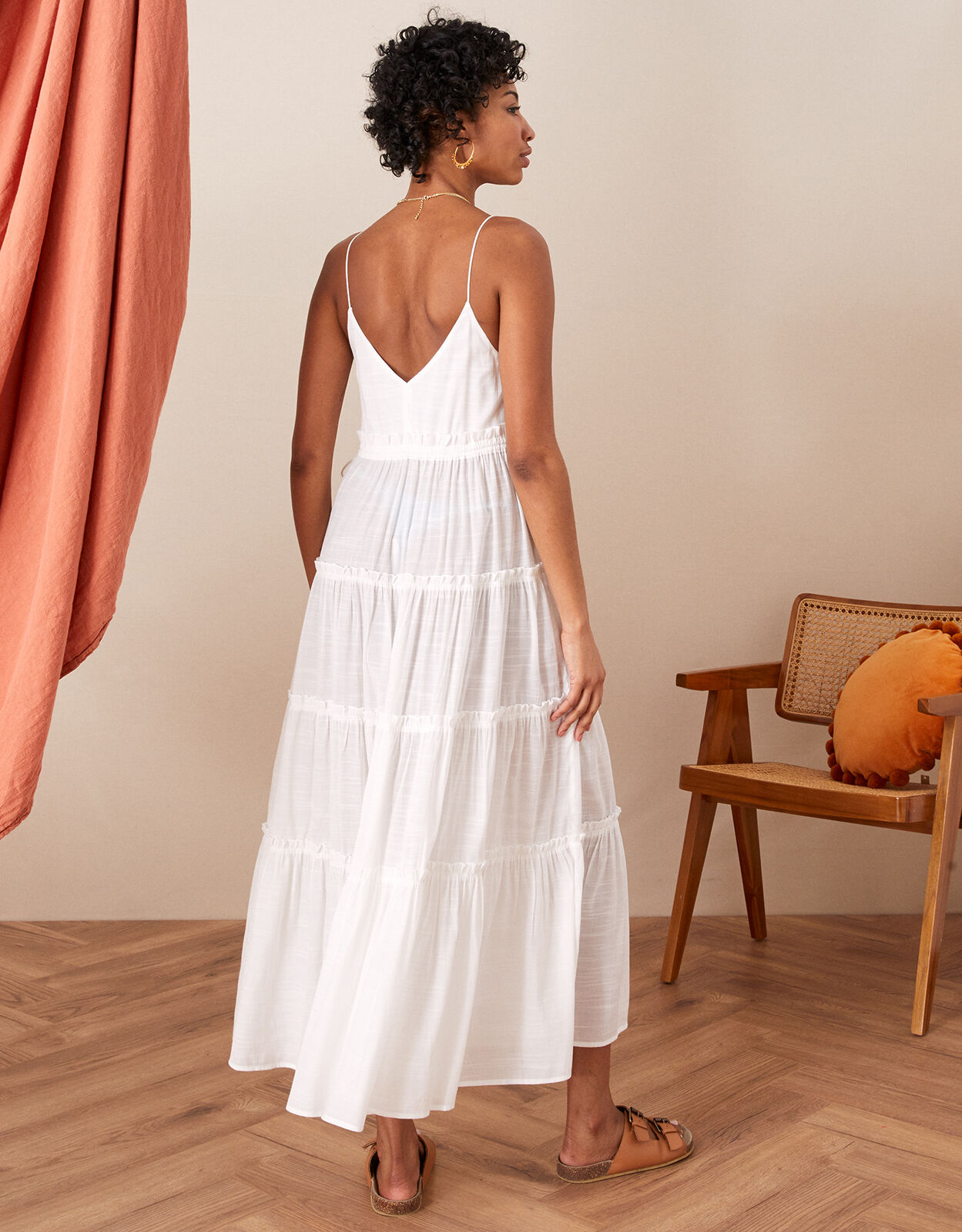 Premium Cami Maxi Tiered Dress White 