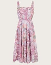 Strappy Marbled Floral Maxi Dress, Pink (PINK), large