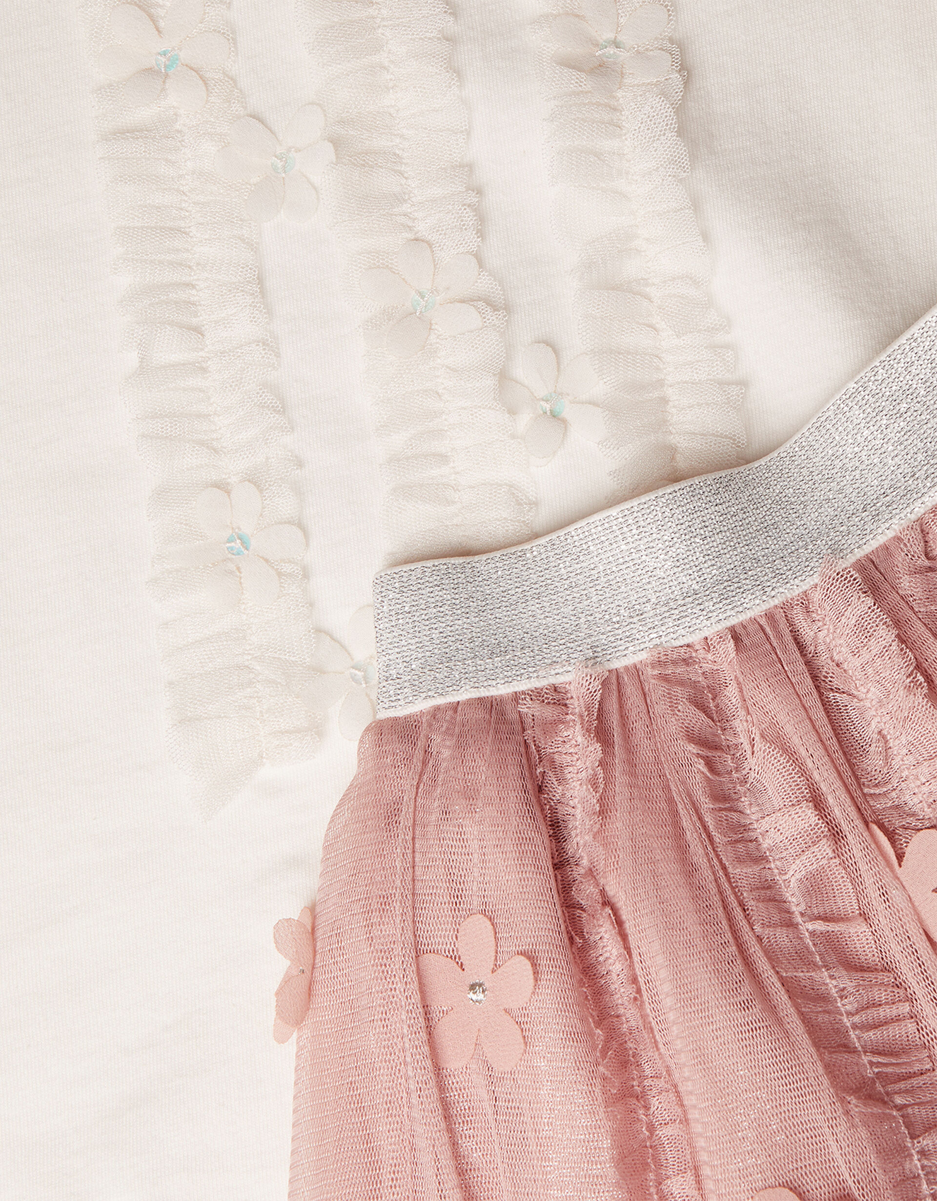 Flower Top and Disco Skirt Set Pink