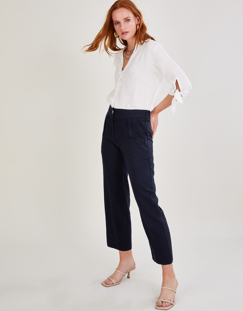 Women Women's Clothing | Layla Short Trousers in Linen Blend Blue - SQ96374