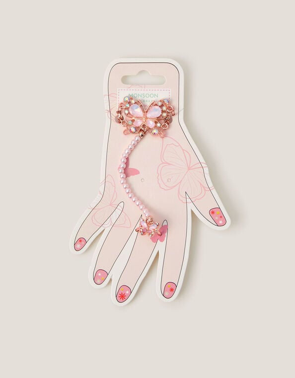Butterfly Linked Bracelet & Ring Set, Pink (PINK), large