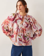 Piper Floral Print Blouse, Orange (ORANGE), large