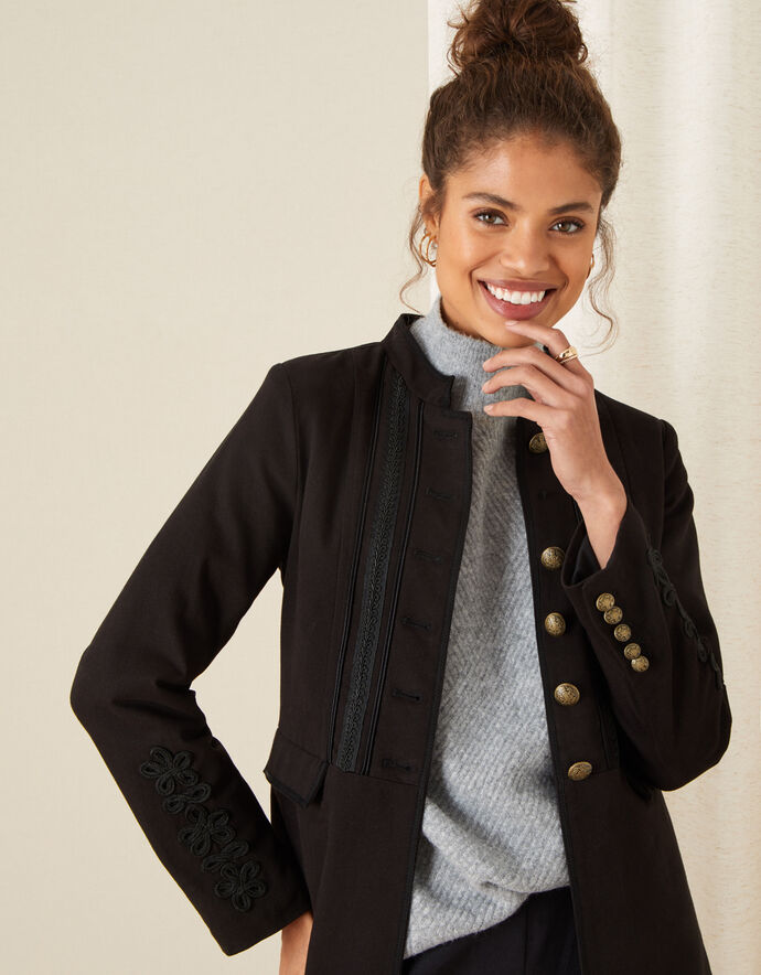Maura Military Blazer Black Women's Jackets Monsoon UK.