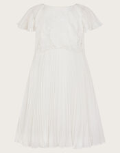 Otissa Lace Pleated Dress, Ivory (IVORY), large