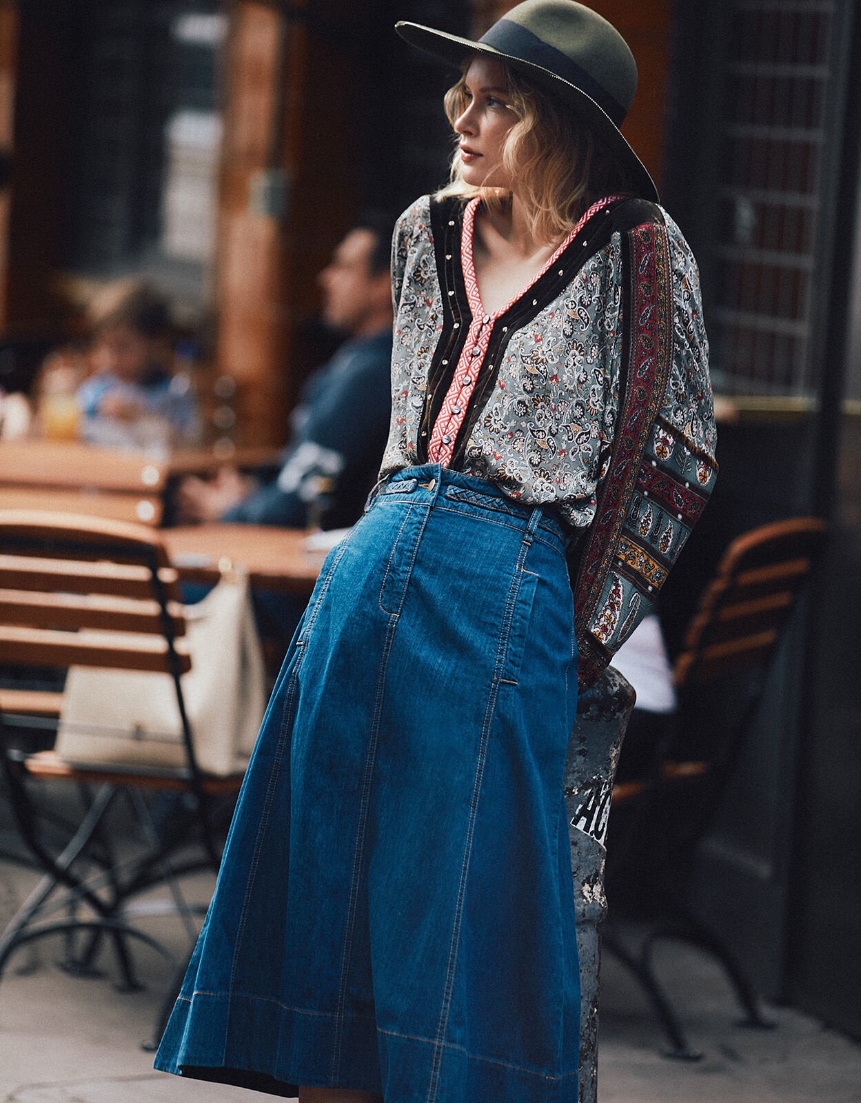 A line long denim skirt uk discount