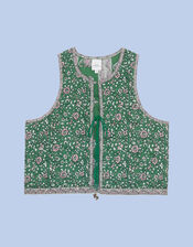 Petite Mendigote Floral Embellished Waistcoat, Green (GREEN), large