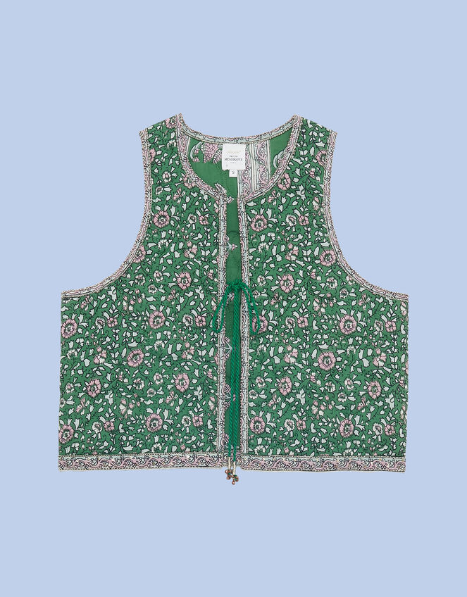 Petite Mendigote Floral Embellished Waistcoat, Green (GREEN), large