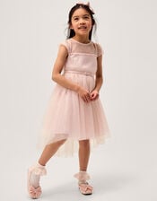 Gracia Embroidered Yoke Tulle Dress, Pink (PALE PINK), large