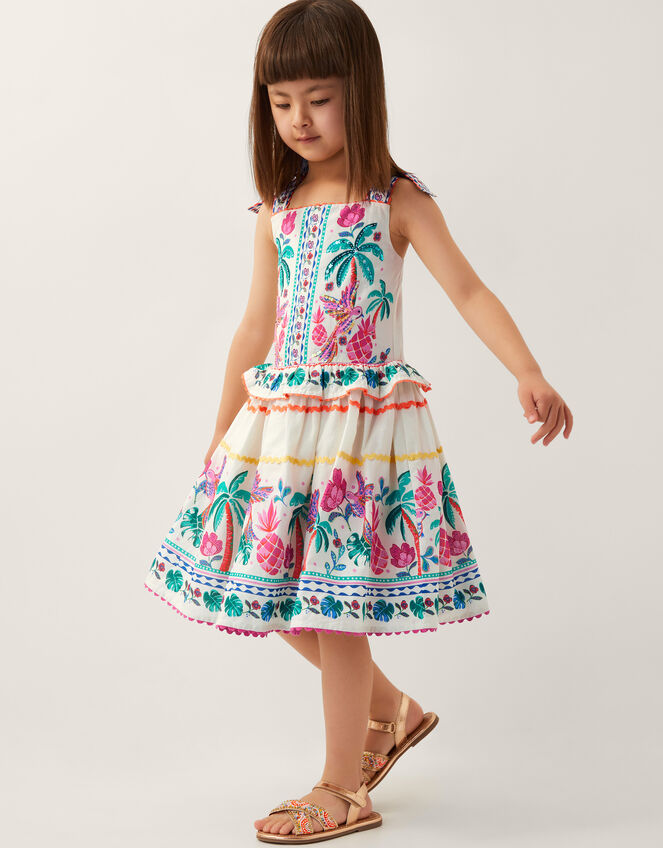 Tropical Print Sundress, Ivory (IVORY), large