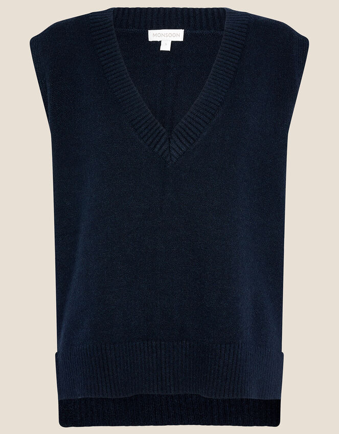 V-Neck Plain Tabard, Blue (NAVY), large