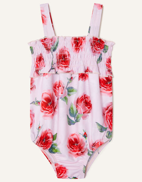 Baby Shirred Rose Print Swimsuit Pink, Pink (PINK), large
