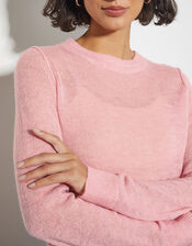 Mel Sheer Seamed Jumper, Pink (PINK), large