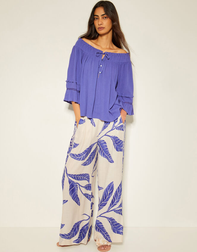 Ava Off-The-Shoulder Smock Top, Blue (BLUE), large