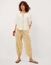 Adela Embroidered Linen Blend Top, Ivory (IVORY), large