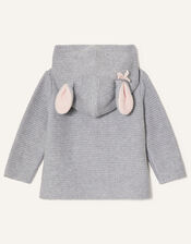 Newborn Bunny Knit Cardigan, Grey (GREY), large