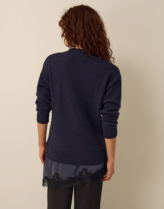 Lilah Lace Trim Jumper, Blue (NAVY), large