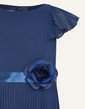 Sunray Corsage Pleated Jumpsuit, Blue (NAVY), large
