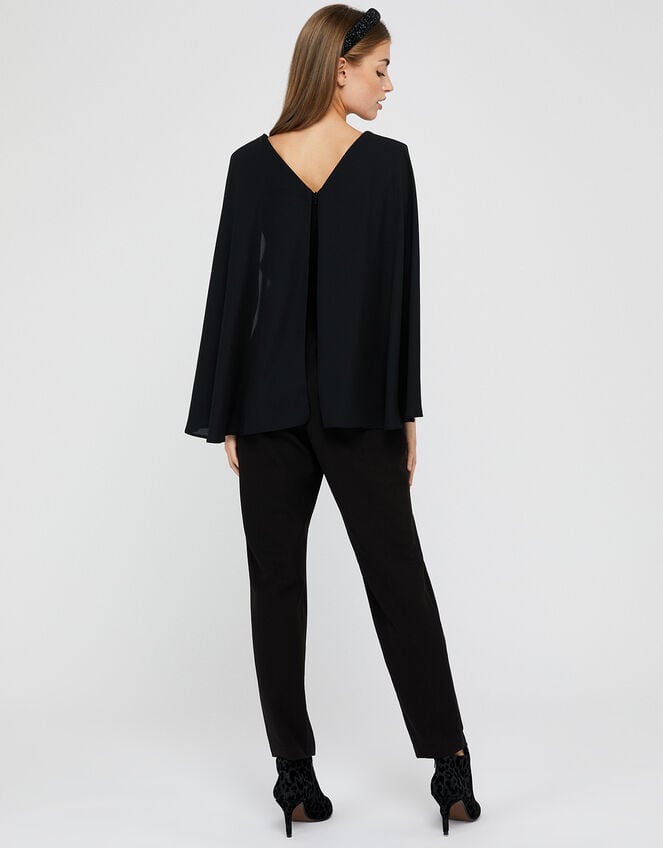 Kris Cape Jumpsuit, Black (BLACK), large
