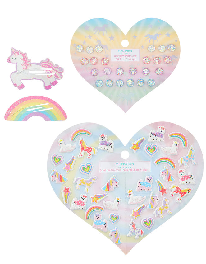 Stickers, Stick-On Earrings and Hair Clip Set, , large