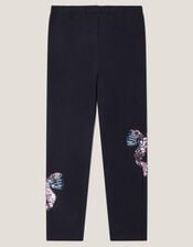 Sequin Bow Leggings, Blue (NAVY), large