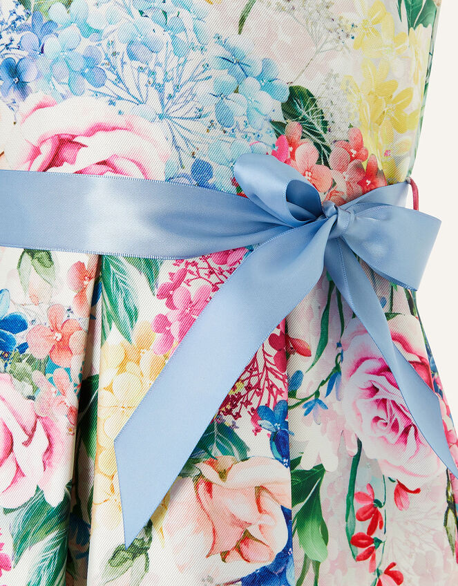 Floral Print High-Low Dress, Ivory (IVORY), large