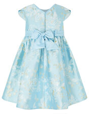 Baby Aries Blue Jacquard Occasion Dress, Blue (BLUE), large