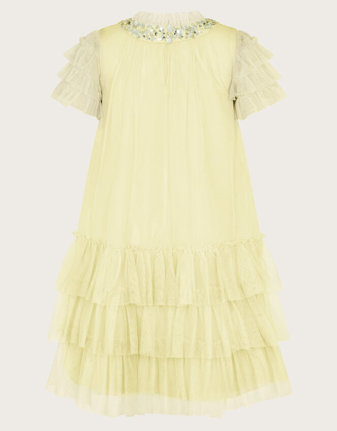 Alexandria Sequin Ruffle Tulle Swing Dress, Yellow (LEMON), large