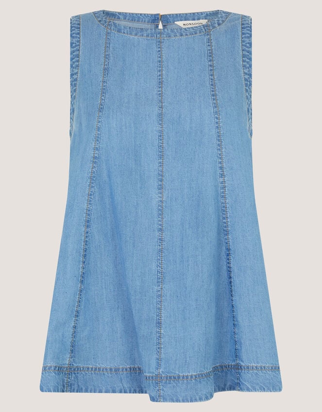 Daria Swing Chambray Tank Top, Blue (DENIM BLUE), large