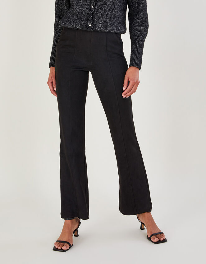 Suedette Wide Leg Trousers, Black (BLACK), large