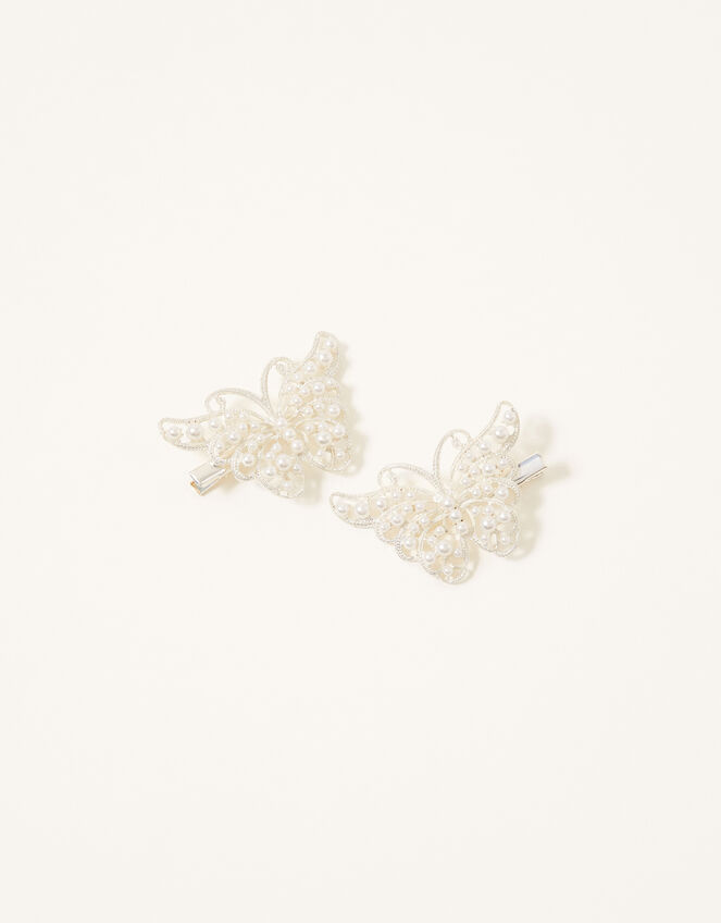 Pearly Butterfly Hair Clips, , large
