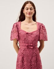 Regina Short Sleeve Lace Midi Dress, Pink (ROSE), large