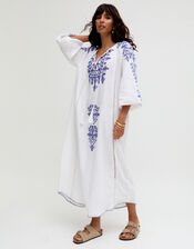 Raffya Aurelia Embroidered Kaftan, White (WHITE), large