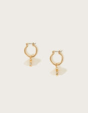 Stone Drop Hoop Earrings, , large