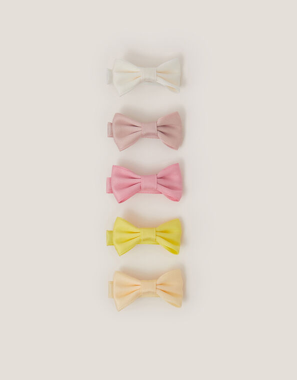 5-Pack Mini Bow Hair Clips, Yellow (YELLOW), large