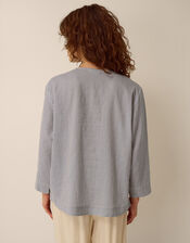 Alexa Stripe Linen Blend Top, Blue (BLUE), large