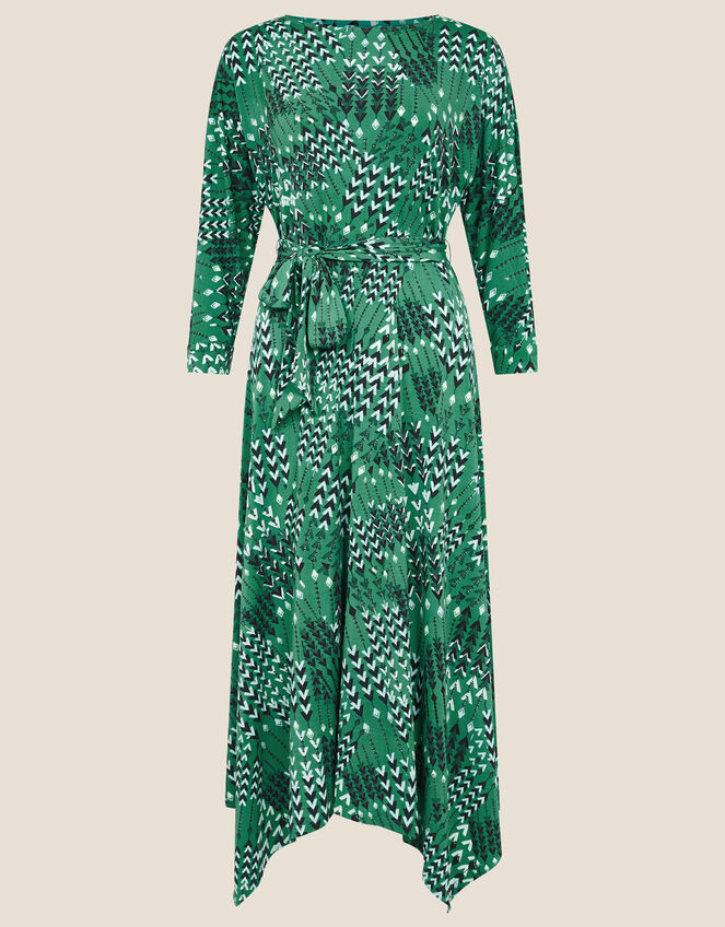 Angeline Arrow Print Hanky Hem Dress, Green (GREEN), large