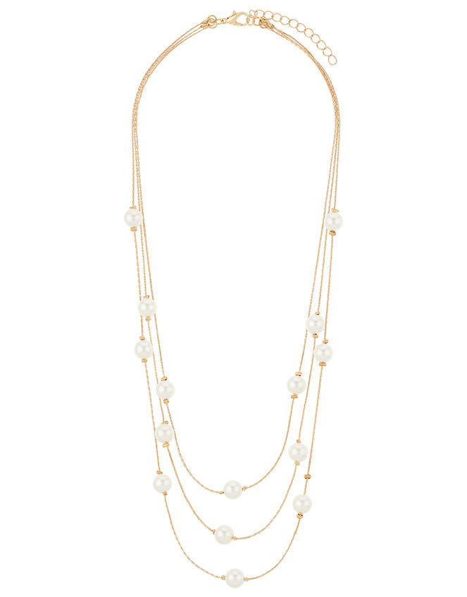 Long Layered Pearl Necklace, , large