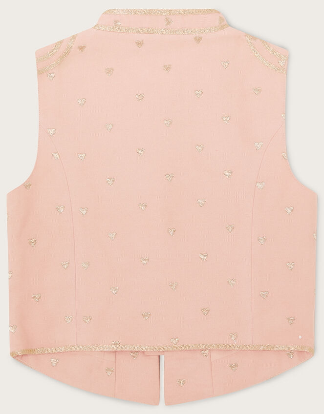 Land of Wonder Embroidered Heart Drummer Waistcoat, Pink (PINK), large