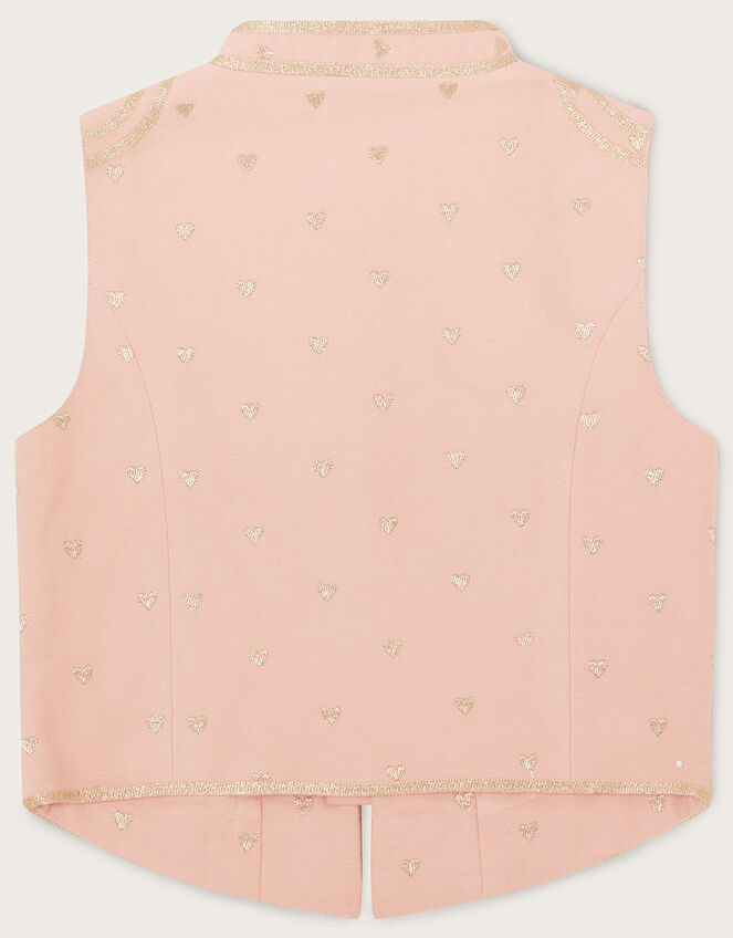 Land of Wonder Embroidered Heart Drummer Waistcoat, Pink (PINK), large