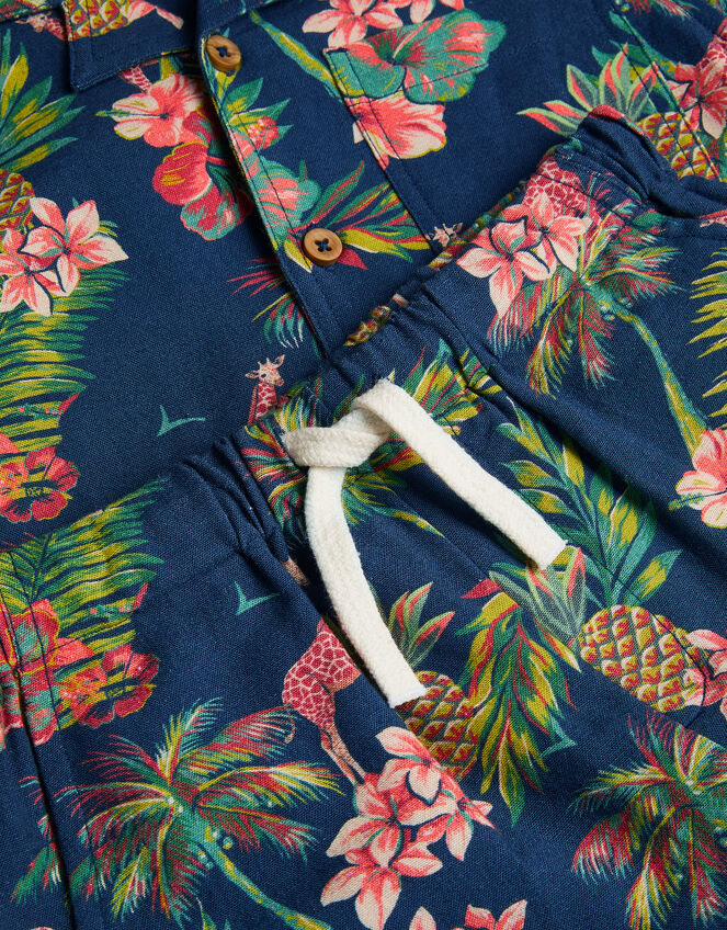 Tropical Print Shirt and Shorts Set, Multi (MULTI), large