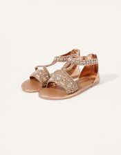 Beaded Sandals, Gold (ROSE GOLD), large
