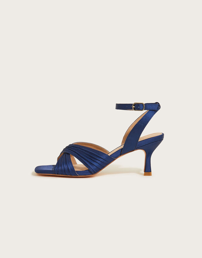 Pleated Cross Front Sandals Blue