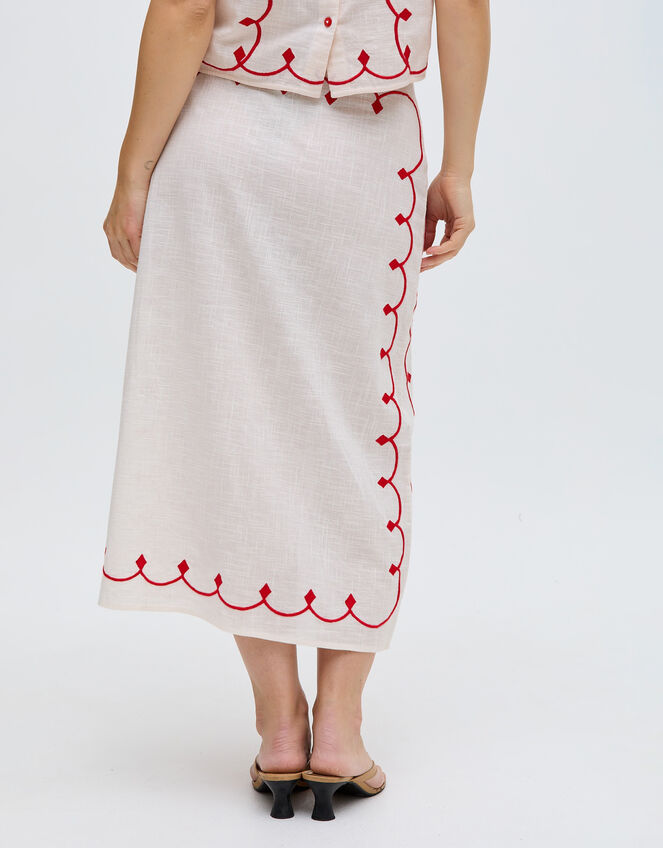 Raffya Freya Embroidered Midi Wrap Skirt, Multi (MULTI), large